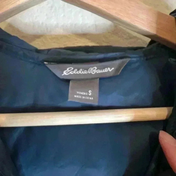 Eddie Bauer peacock blue down parka with hood 550 fill S winter - Picture 2 of 5